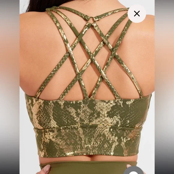 SOLD Buffbunny revolution sports bra medium Olive Gold Viper NWT - Picture 5 of 11